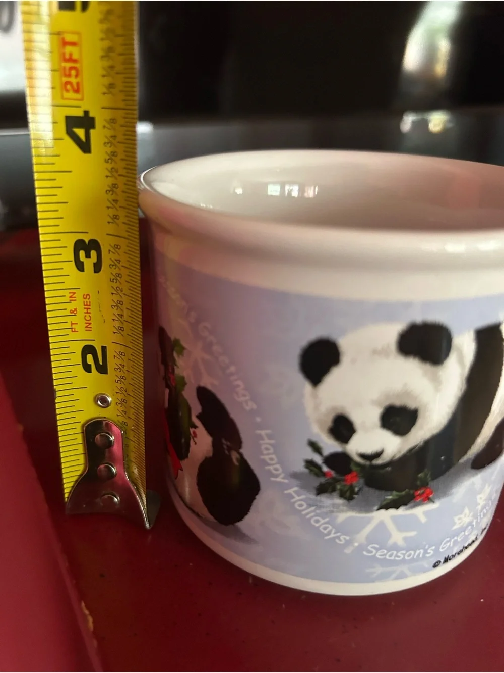 Vintage Morehead Inc Holiday Panda Ceramic Mug - Red Bow